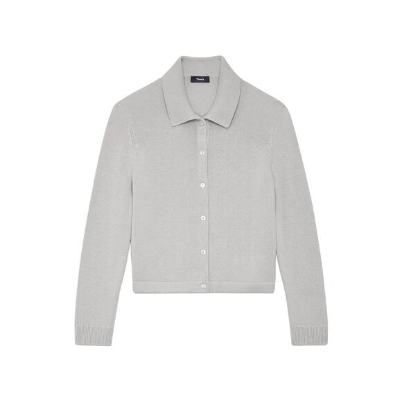 Theory Sweaters - Theory Cotton-Cashmere Grey Cotton Cardigan Size S